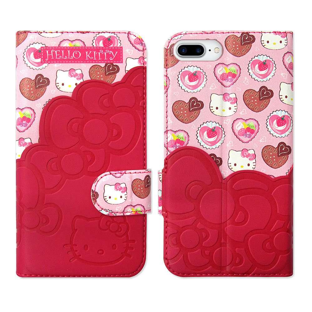 Hello Kitty iPhone 8 Plus/ 7 Plus 立體拼接磁扣皮套(KT甜點)