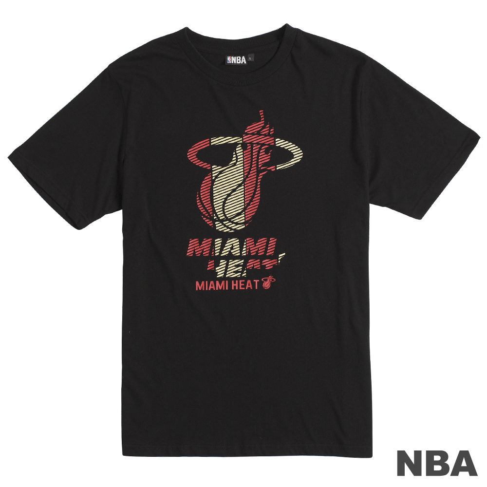 NBA-邁阿密熱火隊球隊配色斜紋印花T恤-黑(男)