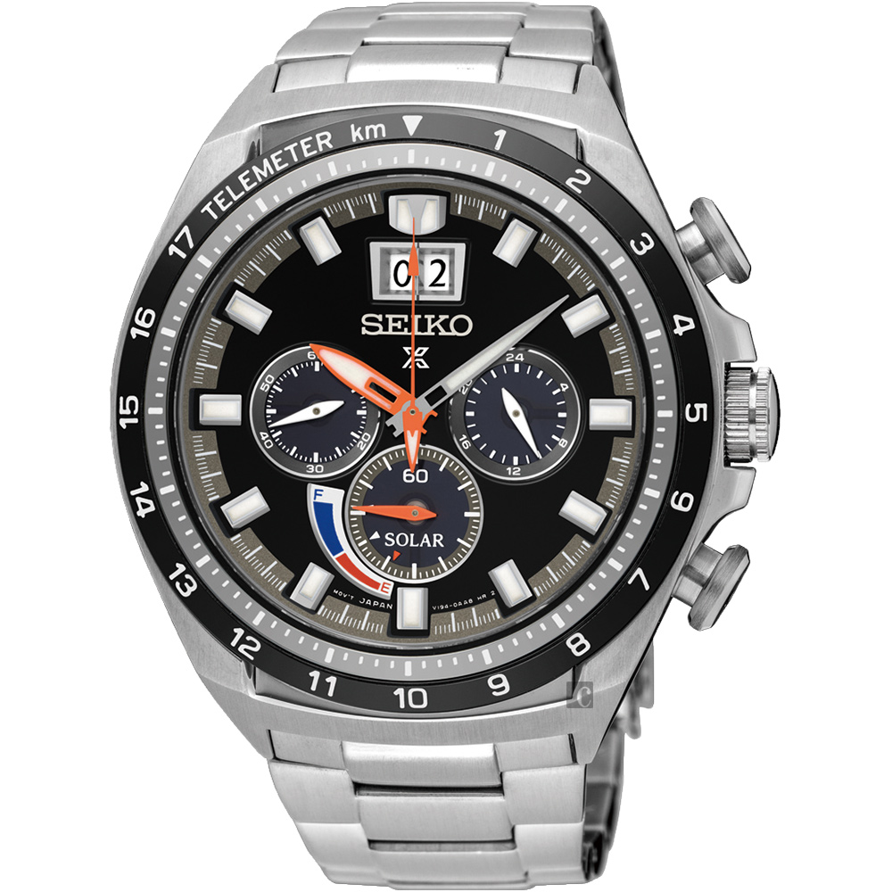 SEIKO精工 Prospex 太陽能計時手錶(SSC603P1)-黑x銀/45mm