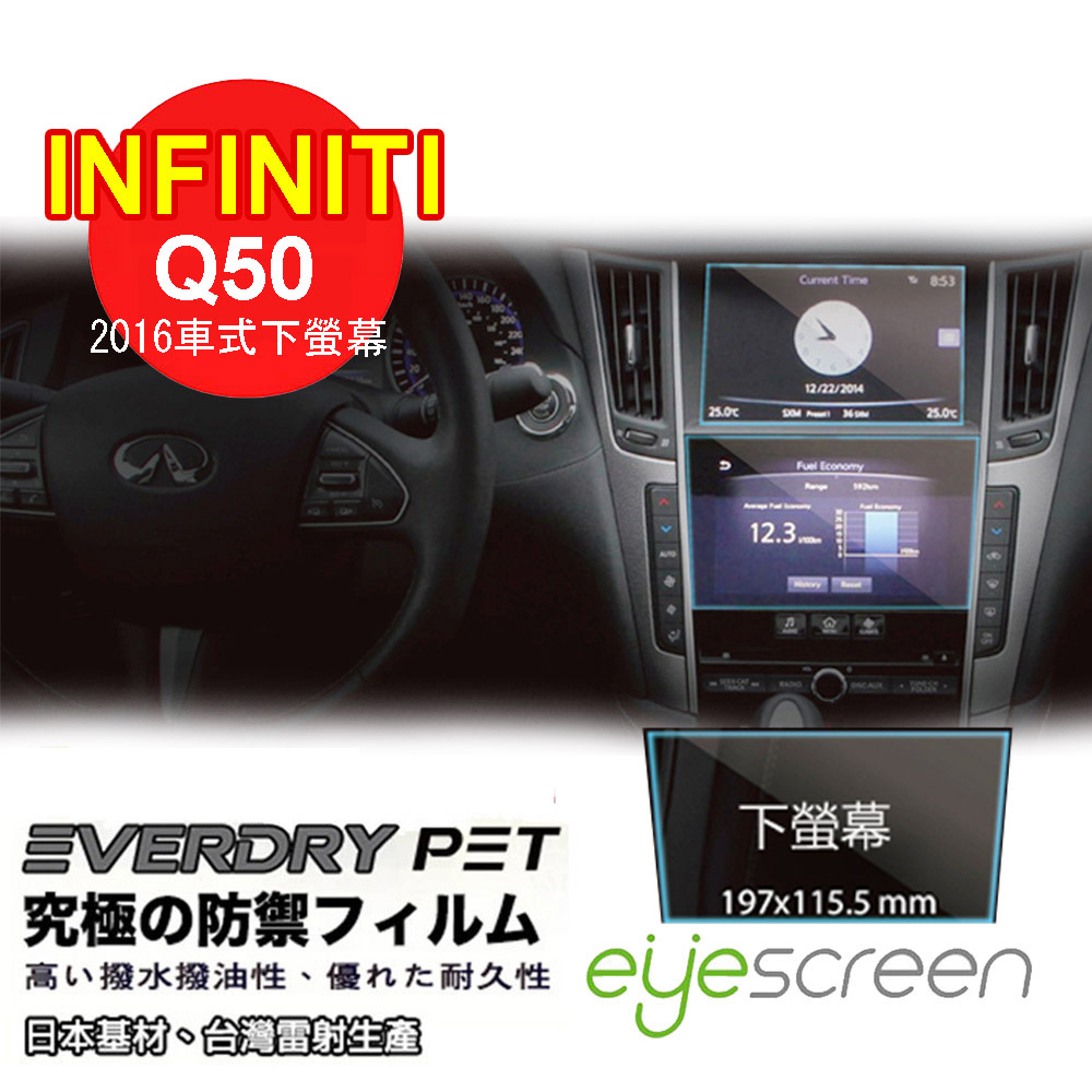 【超值】EyeScreen INFINITI Q50-2016 下螢幕 PET 導航保護貼(無保固 - 衛星導航 - @網紅直播人氣商品