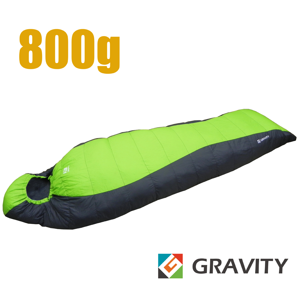 【台灣 Gravity】新百岳 信封型頂級天然水鳥羽絨睡袋800g_果綠/灰
