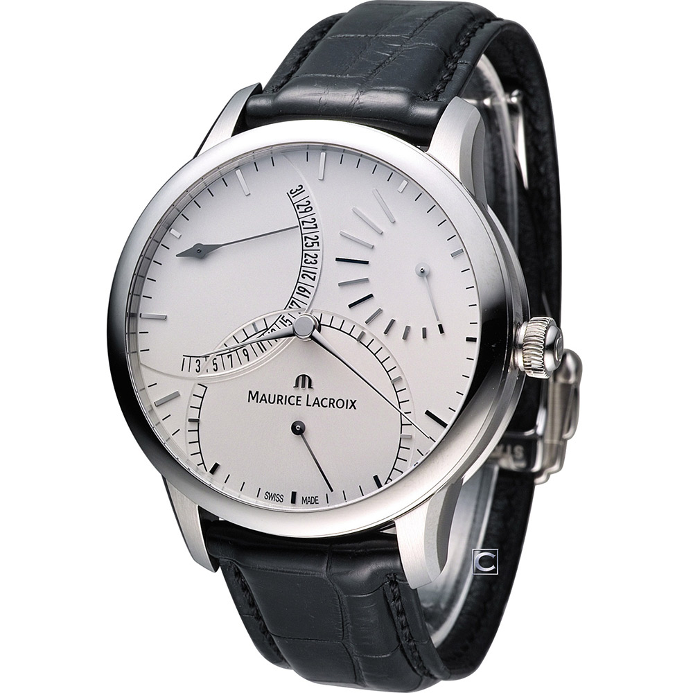 Maurice Lacroix 艾美錶 匠心系列日曆回撥動力儲存腕錶-銀白/46mm