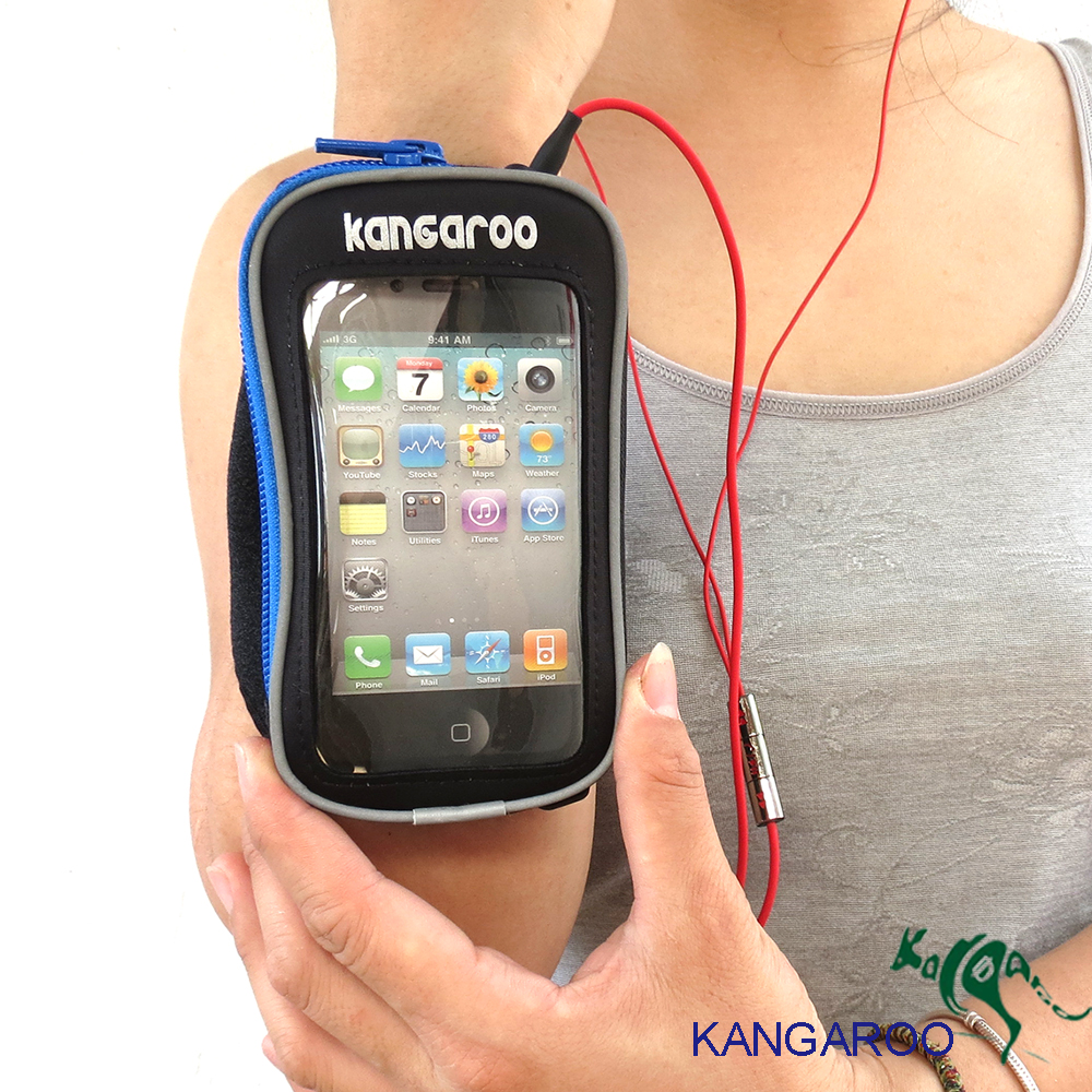 【KANGAROO】 輕量運動4.7吋手機腕袋 手機袋 (酷線藍) K140402003