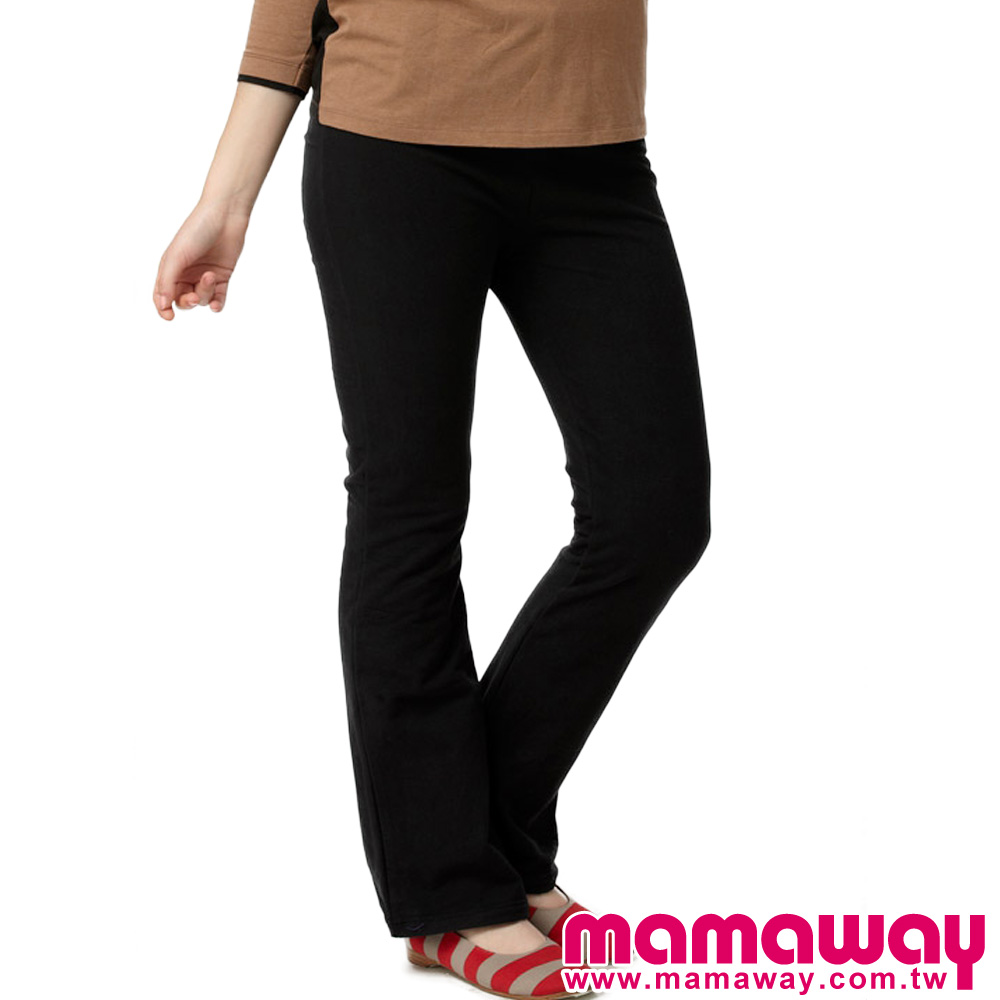 【Mamaway】彈力刷毛褲(黑色)