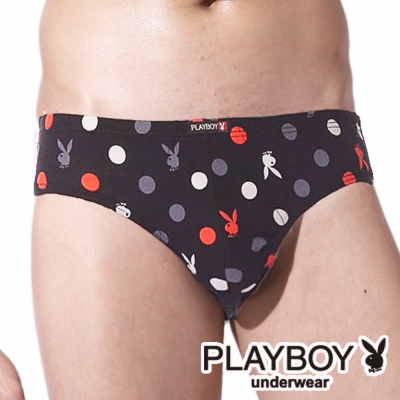 PLAYBOY 男內褲LOGO印花三角褲 MIT製-單件(黑底彩色圈)