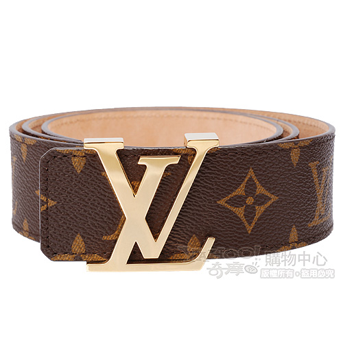 LV M9608S 經典Monogram花紋 LV字樣腰帶/皮帶(金)