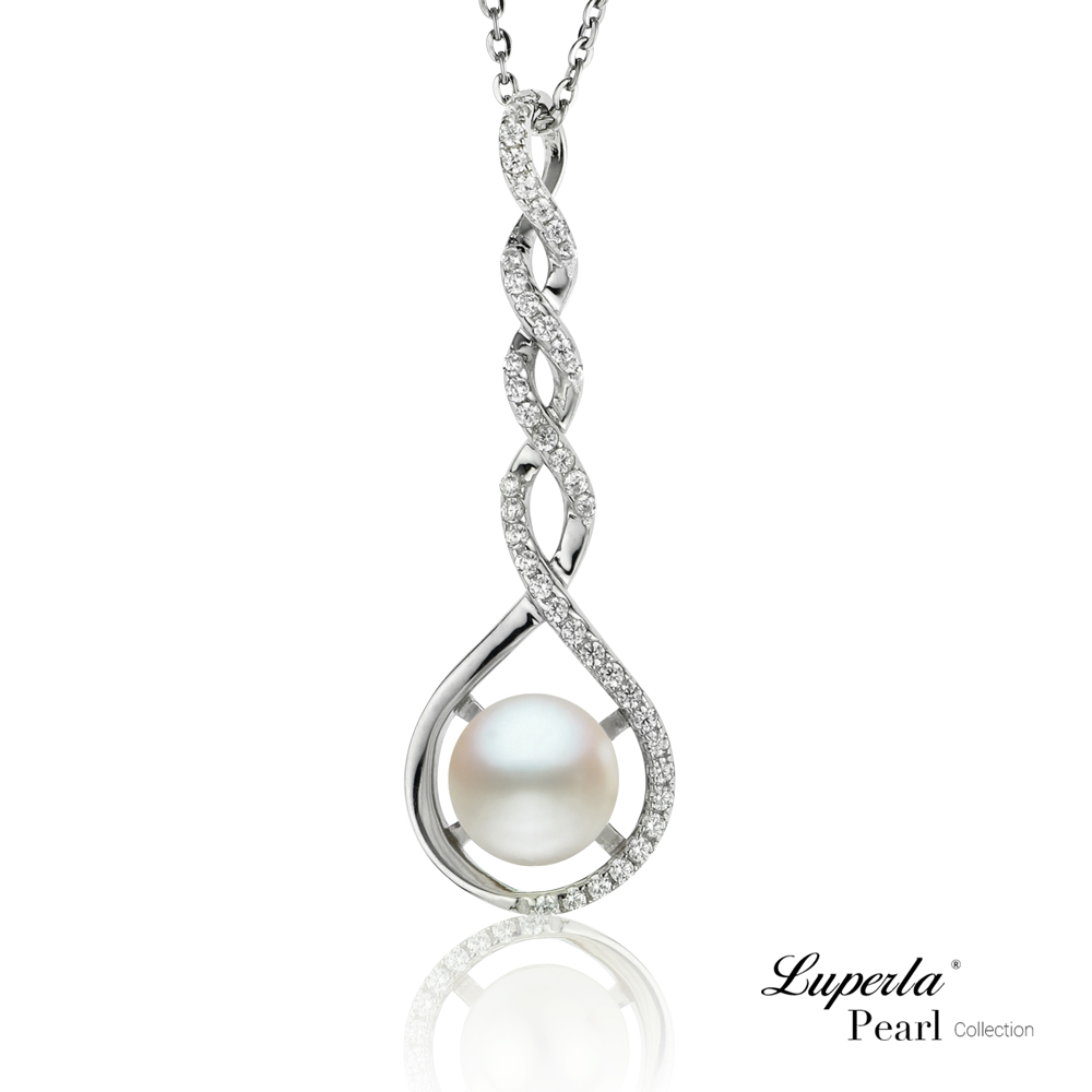 大東山珠寶 純銀珍珠晶鑽墬飾項鍊 情有獨鍾