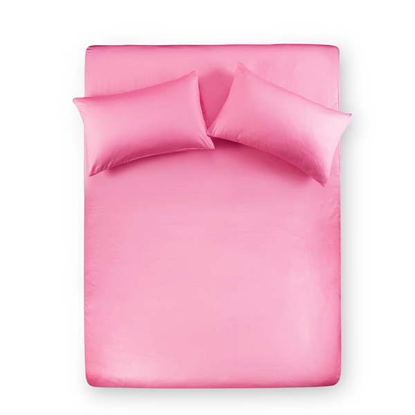 義大利Famttini-典藏原色 加大三件式精梳棉床包組-粉紅