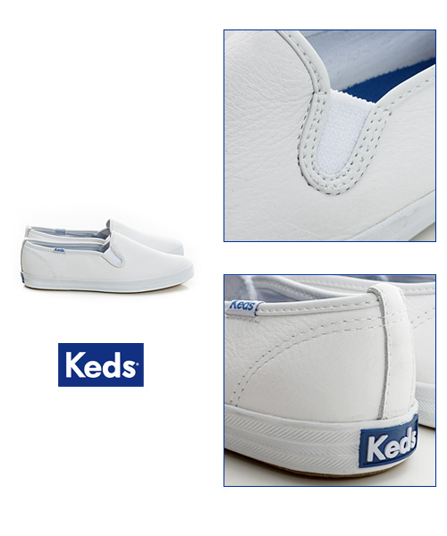 Keds 經典升級皮質休閒便鞋-白色