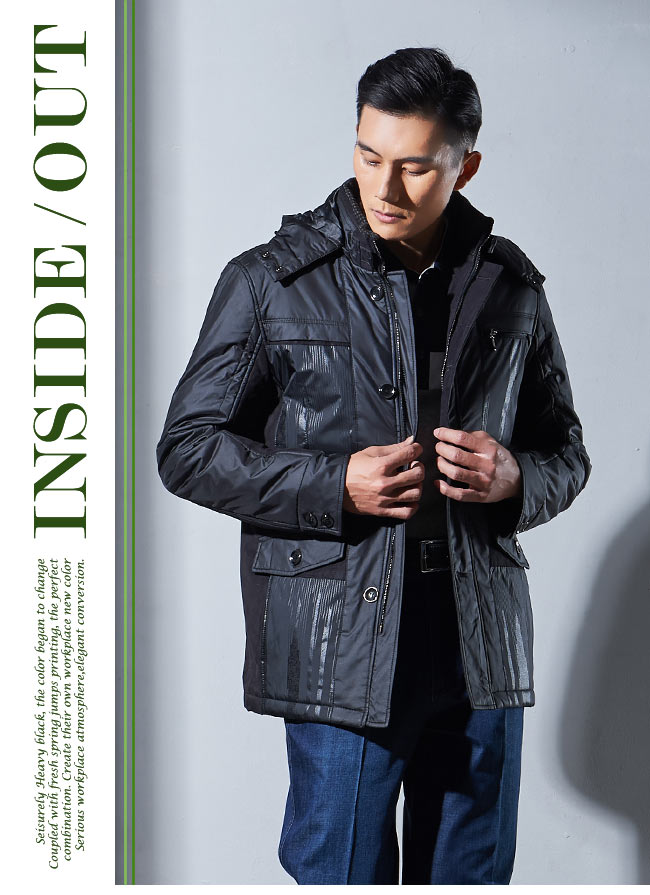 JOHN DUKE 簡約時尚連帽鋪棉夾克_黑色(63-4K9860)