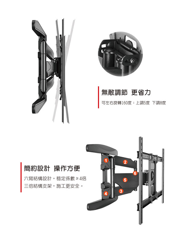 NB 40-80吋液晶可調角度萬用旋臂架/ITW-80S