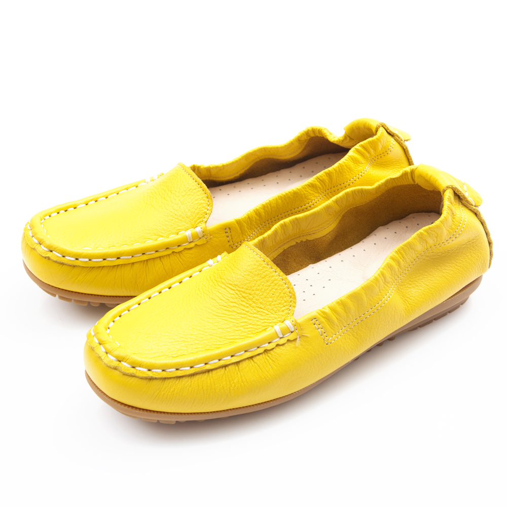 G.Ms. MIT極好穿再進化-軟Q牛皮莫卡辛休閒鞋-黃色
