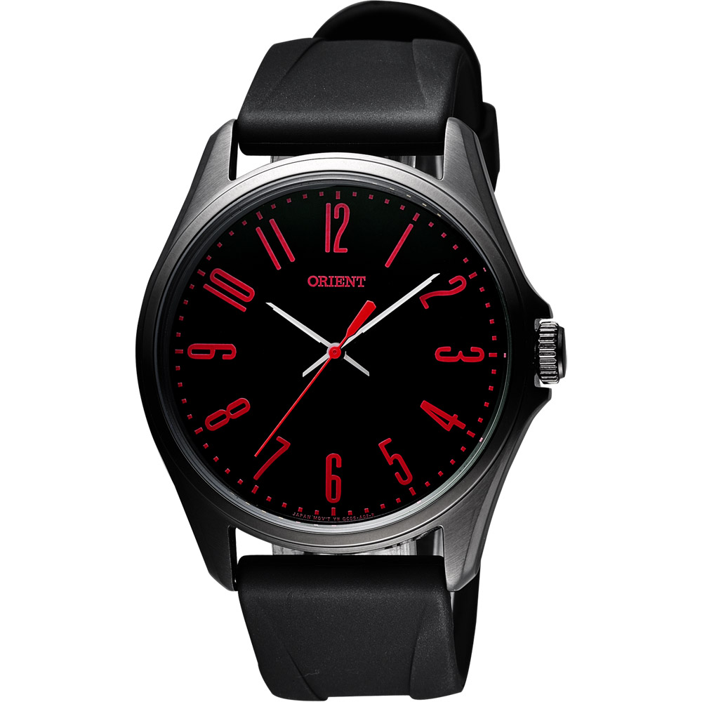 ORIENT 流行風尚石英腕錶-黑x紅時標/43mm
