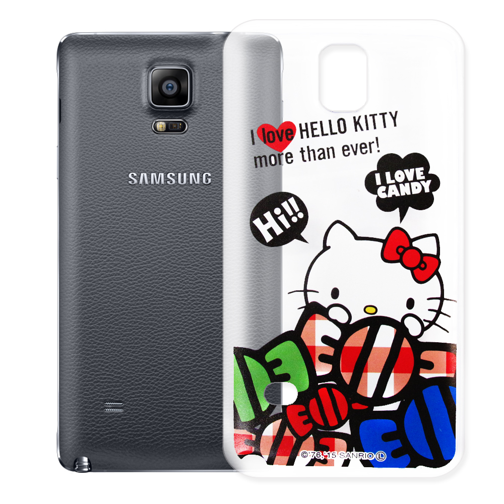 Hello Kitty Samsung Galaxy Note 4 透明軟式殼 糖果款