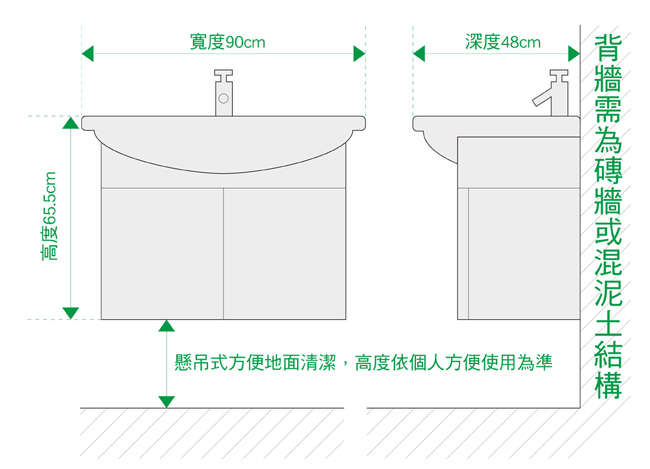 ITAI 一太 歐風防水浴櫃 Z-8490 (90cm)