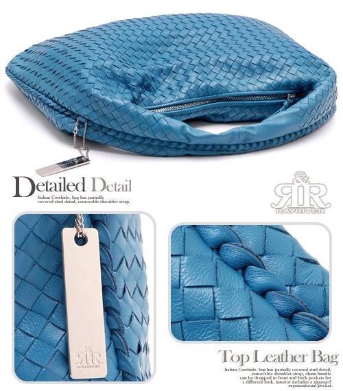 【2R】頂級訂製NAPPA羊皮手工梭織彎月包(優雅湛藍)