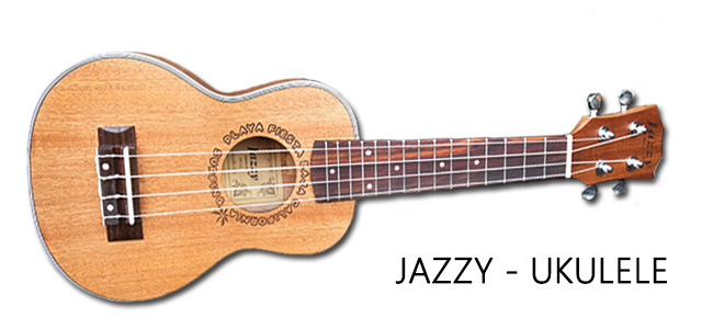 JAZZY - 21吋沙比利木，烏克麗麗，萬用調音器，白條紋包邊，厚琴袋，全配