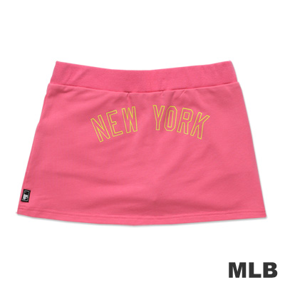 MLB-紐約洋基隊繡印花休閒短裙-深粉紅(女)