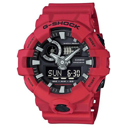 G-SHOCK創新突破金屬感搶眼視覺休閒錶(GA-700-4A)-紅X黑面/53.4mm