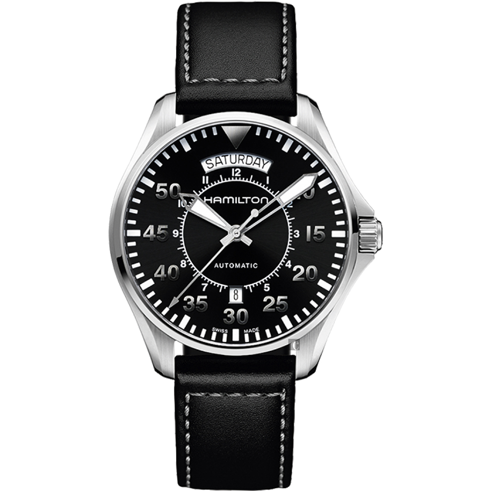 Hamilton 漢米爾頓 Khaki Aviation卡其飛行機械錶-黑/42mm