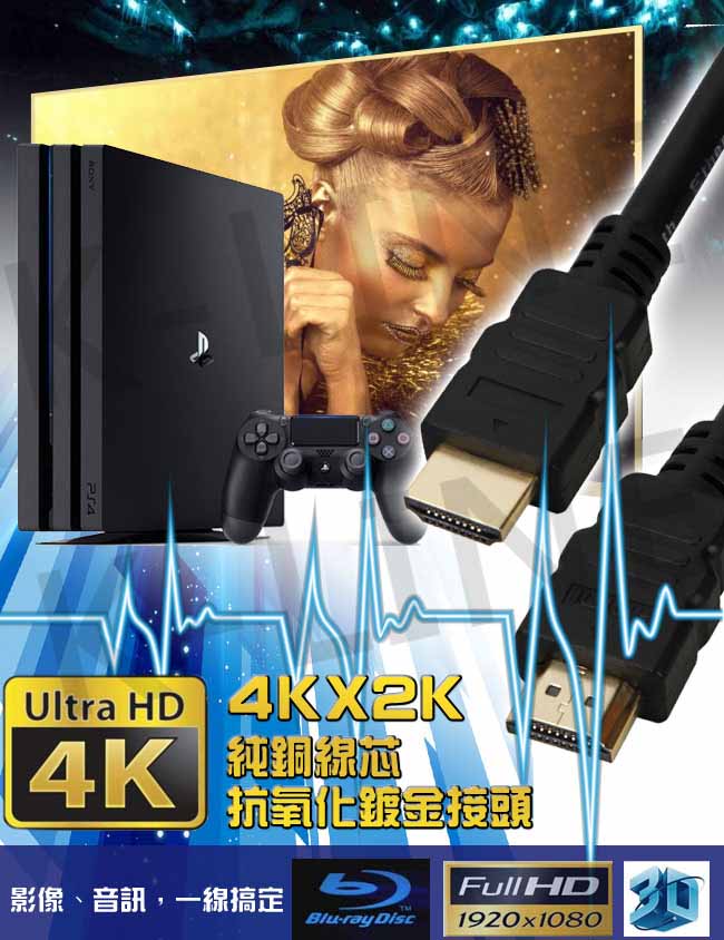 K-Line HDMI to HDMI 4K超高畫質影音傳輸線 2M