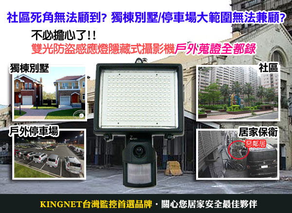 監視器攝影機 - KINGNET 白光LED+紅外線燈自動感應燈 SONY 700條