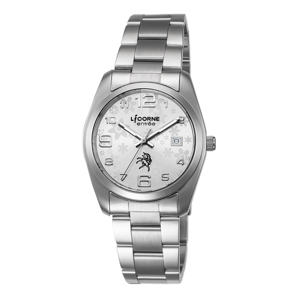 LICORNE 恩萃 Entree  簡約時尚設計都市腕錶-象牙白x銀白/36mm