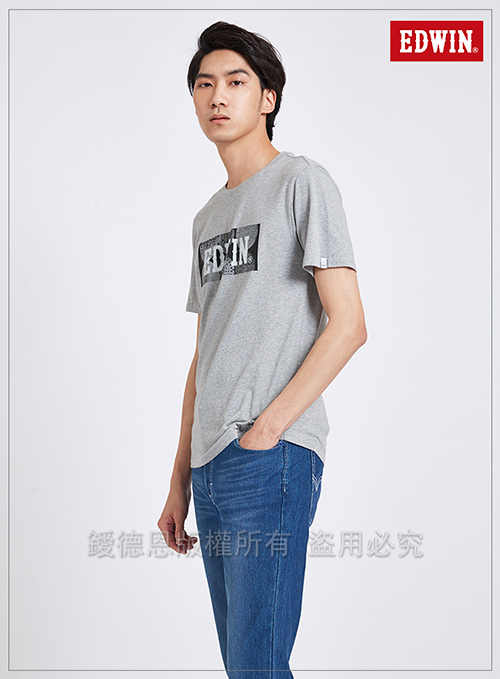 EDWIN 東京系列3M地紋蓋LOGO短袖T恤-男-灰色