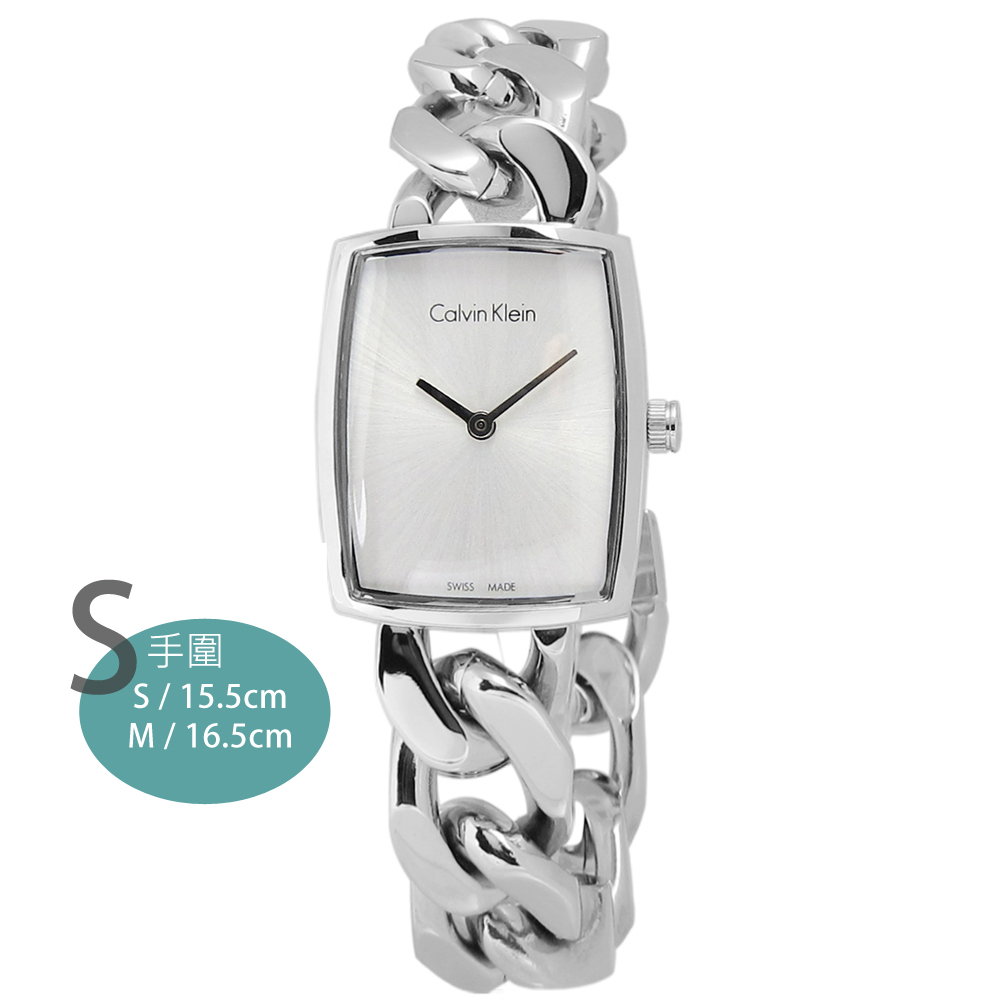 CK AMAZE 酒桶型不鏽鋼腕錶-白色/22mm