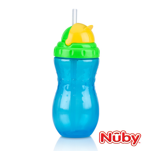 Nuby 流線型吸管杯(細吸管)420ml-藍(18m+)