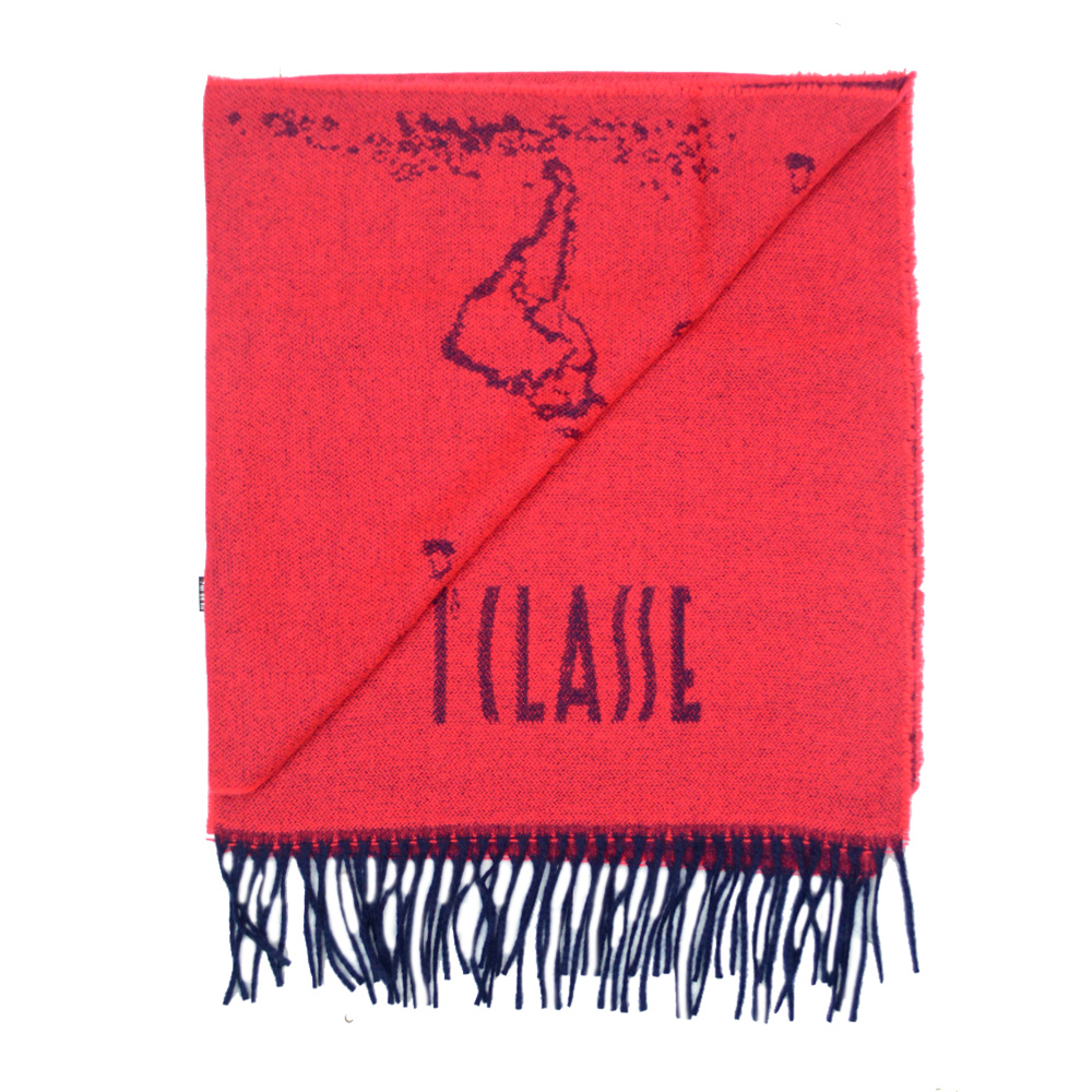 Alviero Martini 義大利地圖 經典地圖流蘇圍巾(38X180) 紅