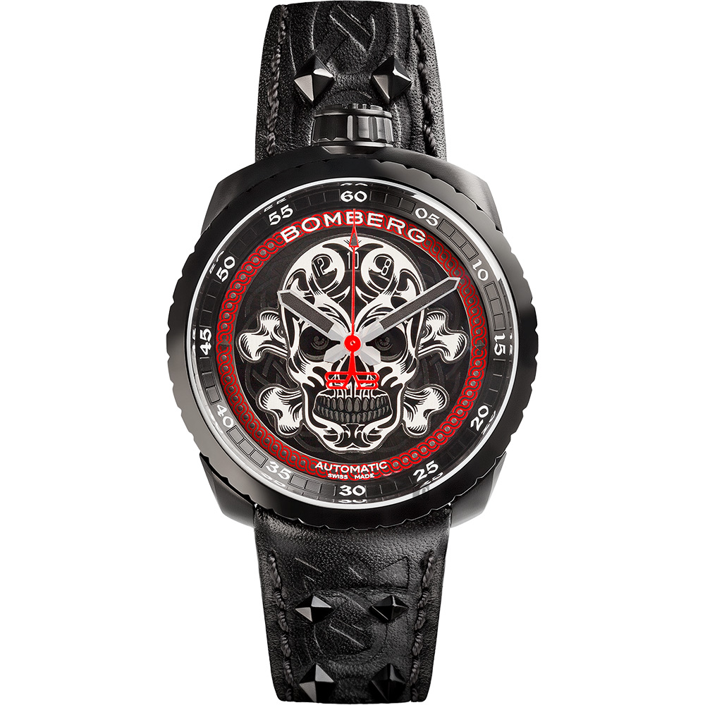 BOMBERG 炸彈錶 BOLT-68 BADASS骷髏限量版機械錶-黑/45mm