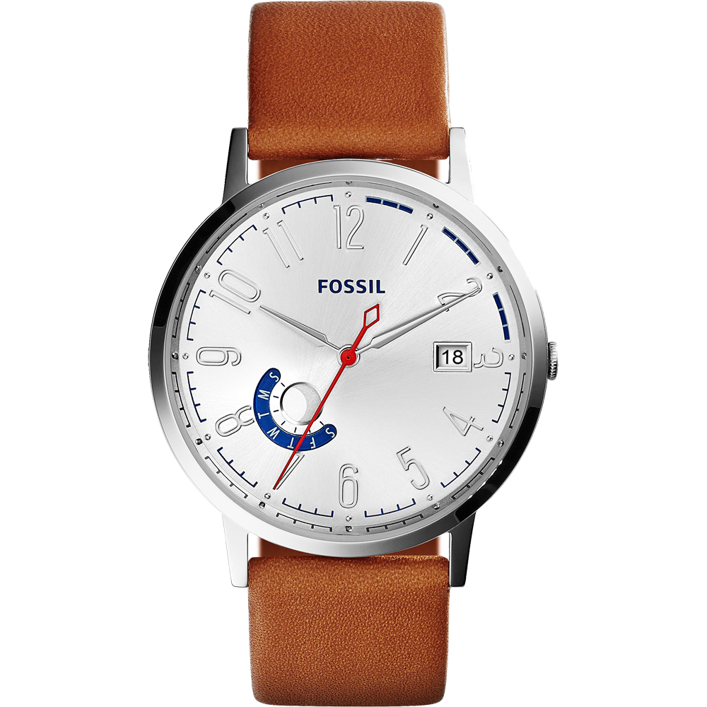 FOSSIL Vintage 美式復刻風尚腕錶-銀x咖啡/40mm