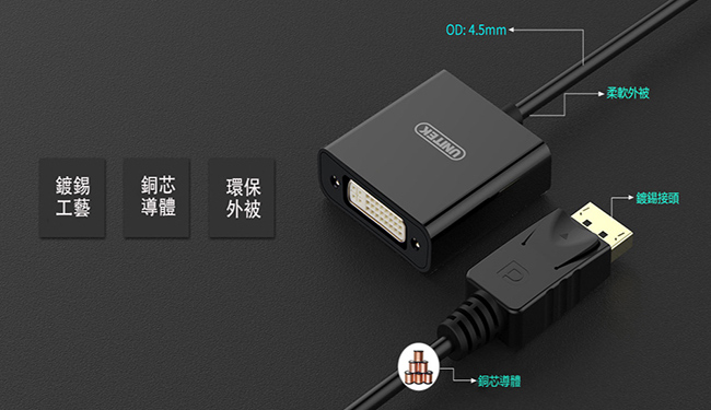 UNITEK 優越者DisplayPort to DVI轉接器