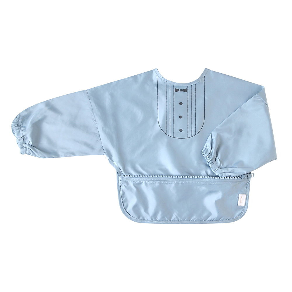 10mois 粉藍小紳士收納式餐圍兜(長袖)