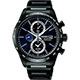 SEIKO SPIRIT 太陽能鬧鈴兩地時間計時腕錶-藍xIP黑/41mm product thumbnail 1