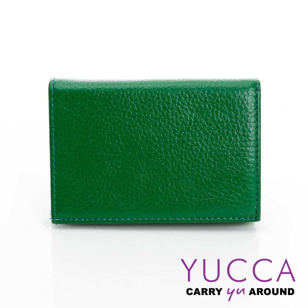 YUCCA - 牛皮俏麗多彩名片夾(迷你皮夾)-綠色- 02200044009