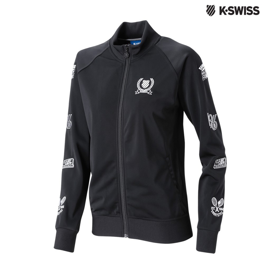 K-Swiss Zip Jkt W/Emb Patchs長袖外套-女-黑