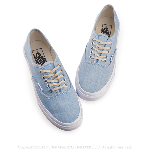 (女)VANS Authentic Slim 素色5孔綁帶休閒鞋*藍色