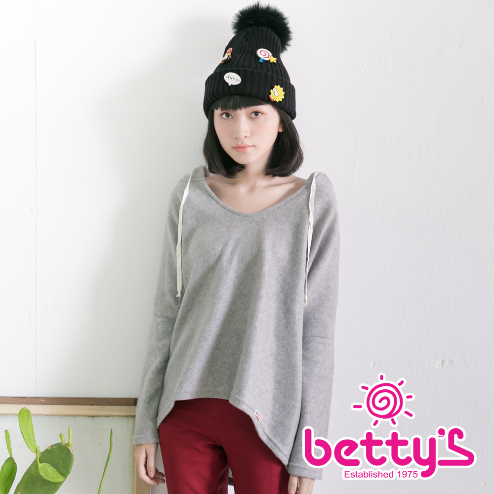 betty’s貝蒂思　慵懶外刷毛連帽上衣(灰色)