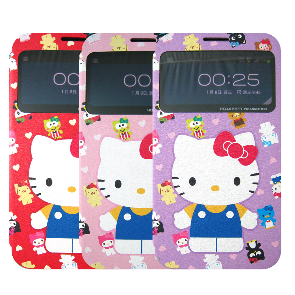 SAMSUNG NOTE3 SANRIO KT三麗鷗家族側掀來電透視皮套