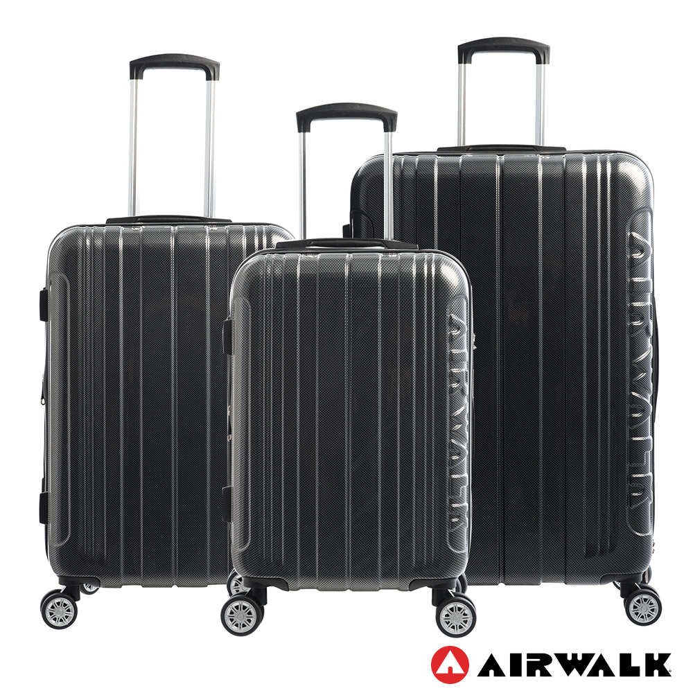 AIRWALK - 碳纖硬殼直紋拉鍊行李箱20+24+28吋三件組-共2色