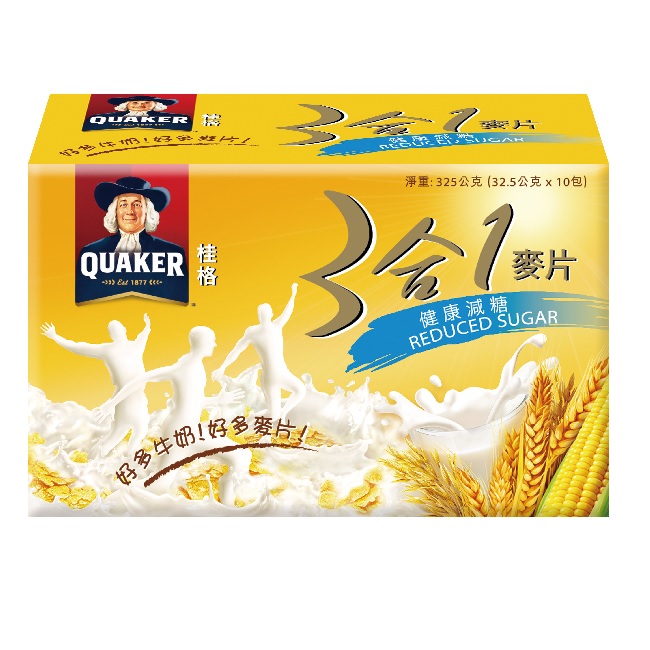 桂格 3合1麥片-健康減糖(32.5gx10包)