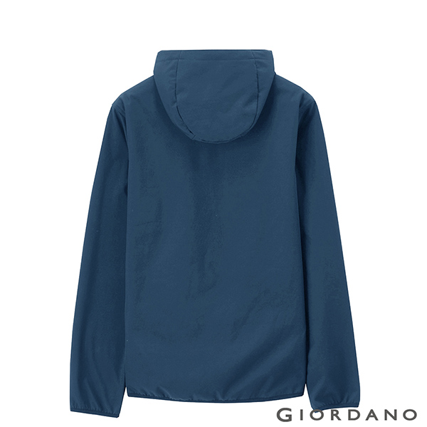 GIORDANO G-MOTION系列 防風保暖搖絨布連帽修身夾克 - 73 海軍藍