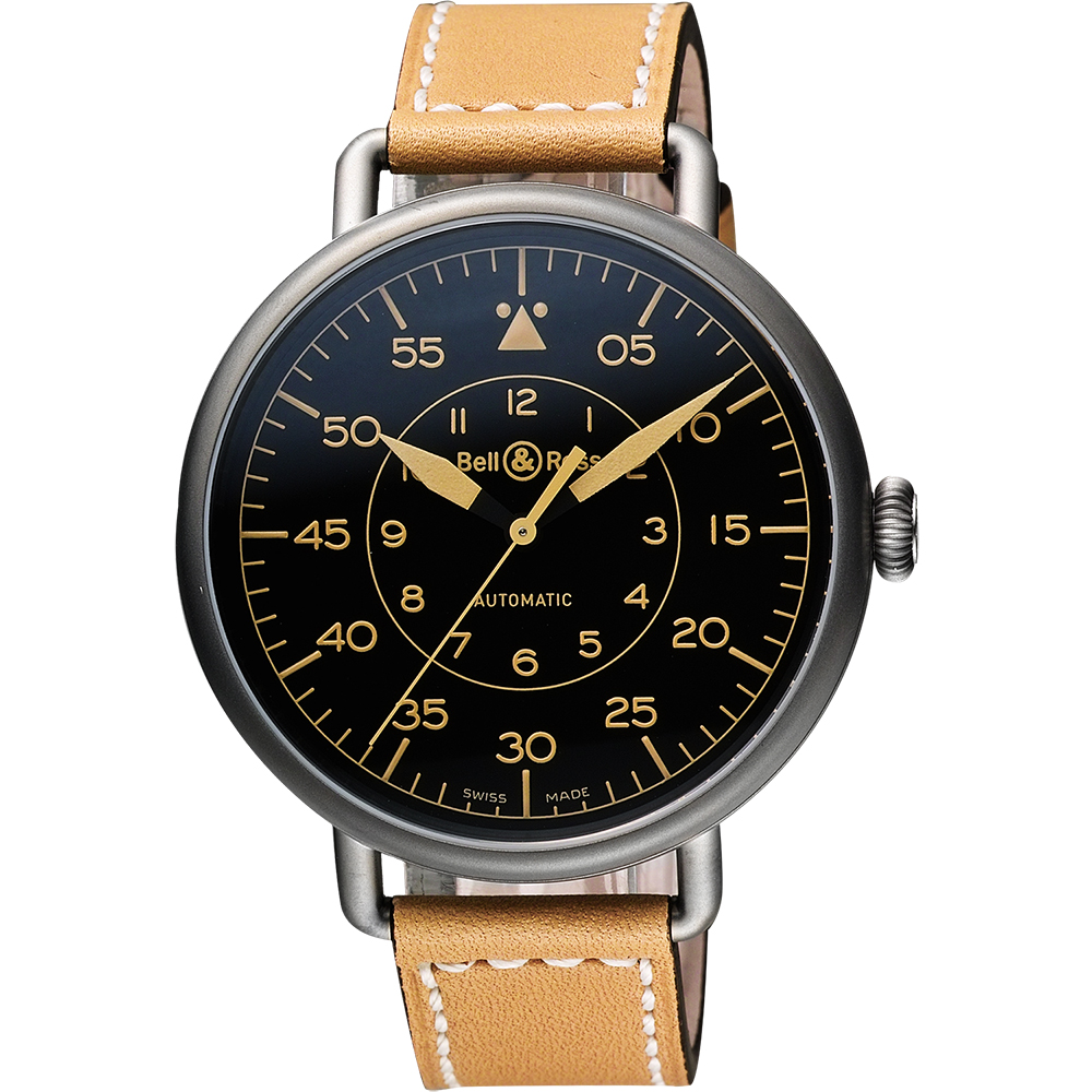 Bell&Ross WW1-92 HERITAGE 復刻飛行機械腕錶-黑x卡其色/45mm