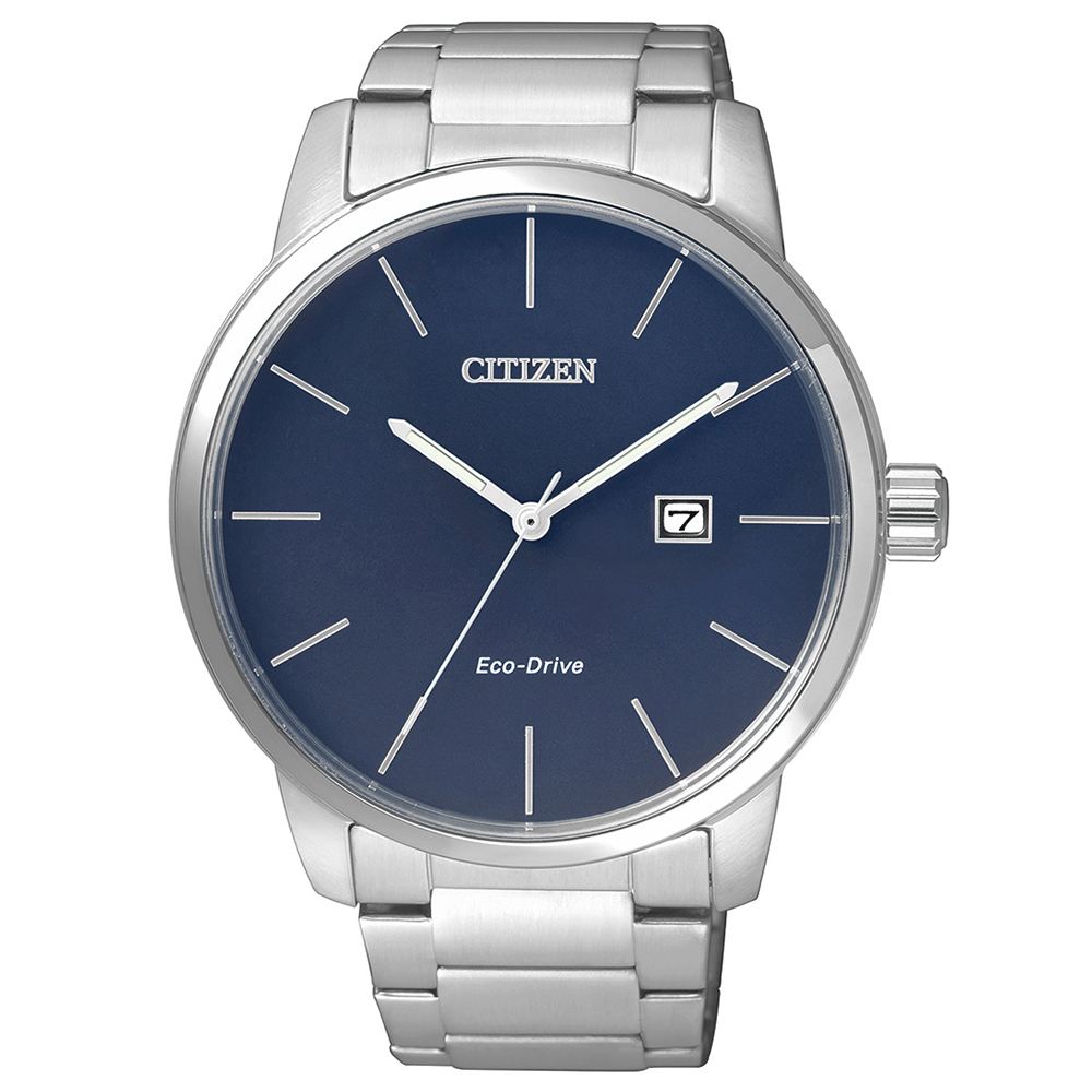 CITIZEN星辰 光動能簡單俐落男仕腕錶(BM6960-56L)-藍/43mm
