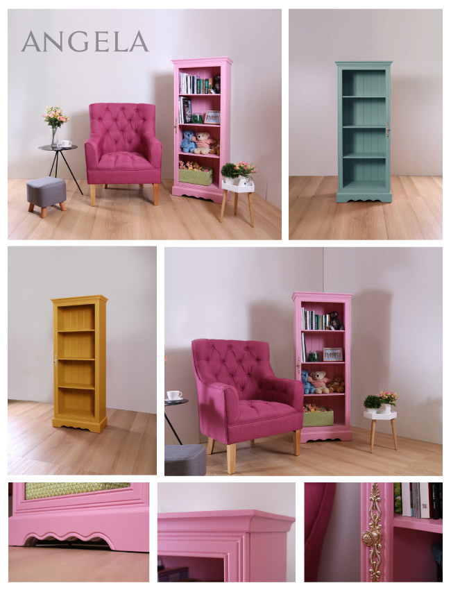 漢妮Hampton安琪拉書櫃-粉紅色60x30x150cm