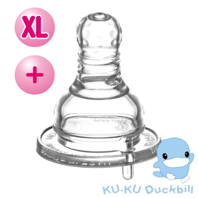 任選-KU.KU酷咕鴨 防脹氣母乳型奶嘴-標準十字XL*2個(適6M+)麥粉專用