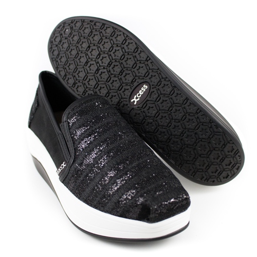 XCESS-女增高鞋GW044BLK-水晶條紋黑