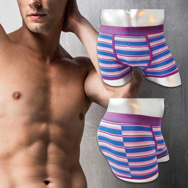 男內褲 型男條紋運動平口褲(超值7件組) 法國名牌